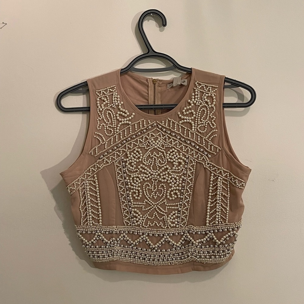 Hyde Park Beaded Crew Neck Crop Tank